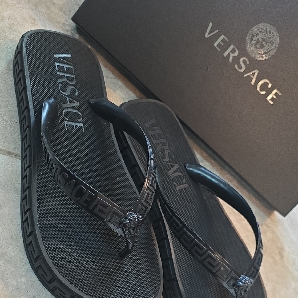Versace Black Flip Flops